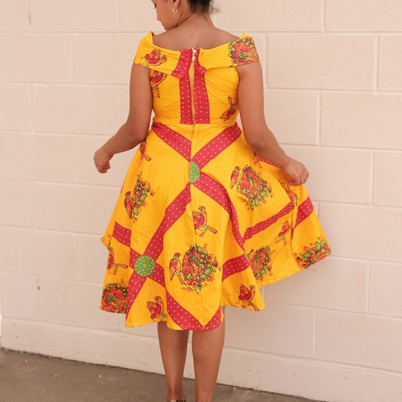 African print women dress off shoulder - Picture 6 of 7